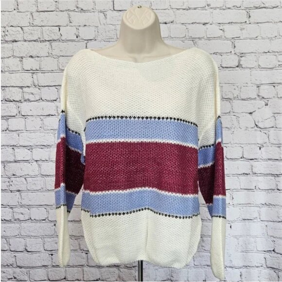 [NWT] COCOIMO Boatneck Colorblock Drop Shoulder Sweater - Picture 2 of 7